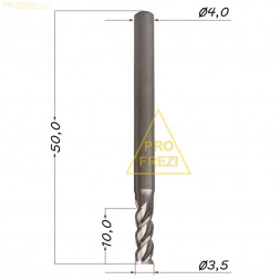 Фреза по алюминию и цветным металлам Z3 Ø3,5*10*Ø4*50 Profrezi 115-3510-450