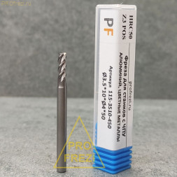 Фреза по алюминию и цветным металлам Z3 Ø3,5*10*Ø4*50 Profrezi 115-3510-450