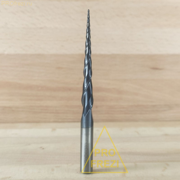 Коническая сферическая фреза для 3D обработки 3,34° R0.5 Ø1*60*Ø8*100 Z2 AlTiN Profrezi 902-0560-8100