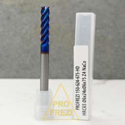 Спиральная твердосплавная фреза для стали Ø6*24*Ø6*75 Z4 покрытие NaCo Blue, HRC65, плоский торец, стружка вверх 150-624-675-HD