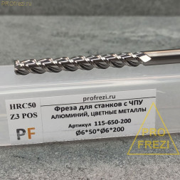 Фреза по алюминию и цветным металлам Z3 Ø6*50*Ø6*200 Profrezi 115-650-6200