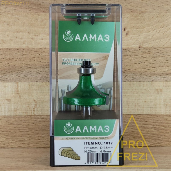 Кромочная калевочная фреза АЛМАЗ 1017 R14 D38 H19 d8