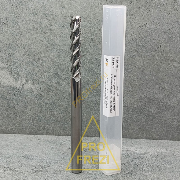 Фреза по алюминию и цветным металлам Z3 Ø10*55*Ø10*150 Profrezi 115-1055-10150, плоский торец, стружка вверх