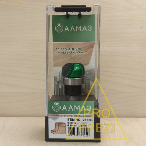 Фреза для менажниц, подносов, фасадов Алмаз 2166B R6 D19 H10 d8 с подшипником