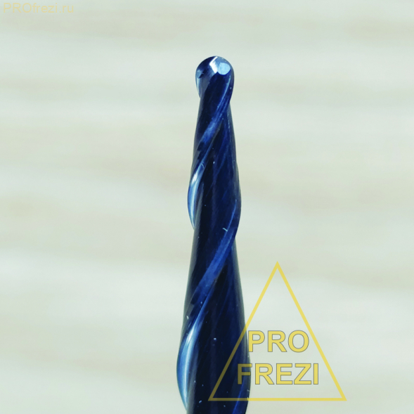 Коническая сферическая фреза для 3D и 5D фрезеровки 3.5° R0.75 Ø1.5*21*Ø4*50 Z2 AlTiN Profrezi 100-07521-450 (F01) HRC55