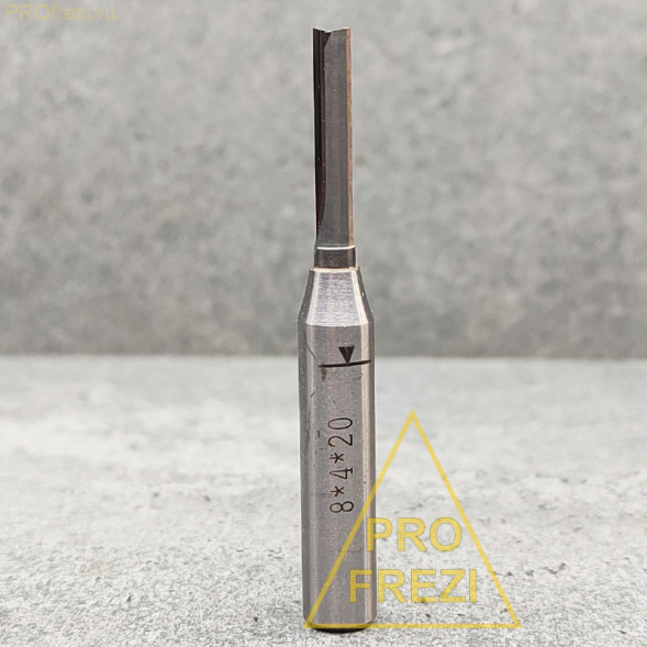 Прямая пазовая фреза Ø4*20*Ø8*60 TCT Z2 912-420-860 по дереву, фанере, MDF, ЛДСП