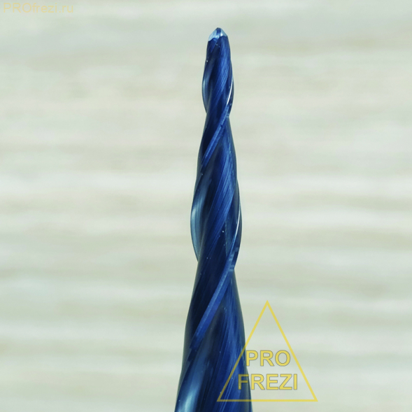 Коническая сферическая фреза для 3D и 5D фрезеровки 4.32° R0.75 Ø1.5*30.5*Ø6*75 Z2 AlTiN Profrezi 100-07530-675 (F01) HRC55
