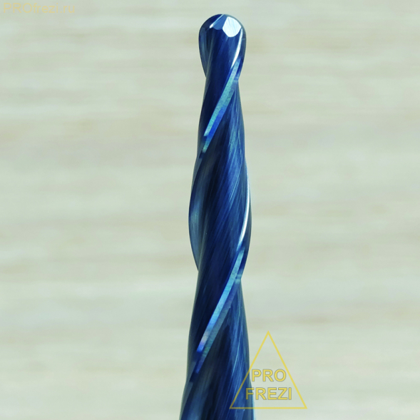 Коническая сферическая фреза для 3D и 5D фрезеровки 2.44° R1.5 Ø3*60*Ø8*100 Z2 AlTiN Profrezi 100-1560-8100 (F01) HRC55