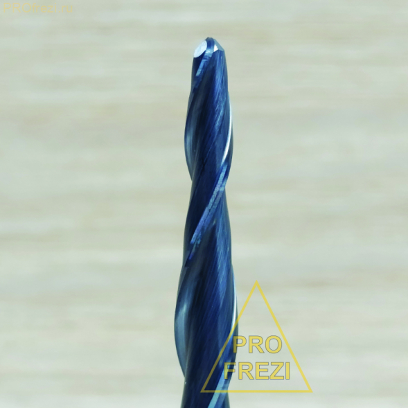 Коническая сферическая фреза для 3D и 5D фрезеровки 2.44° R1.5 Ø3*60*Ø8*100 Z2 AlTiN Profrezi 100-1560-8100 (F01) HRC55