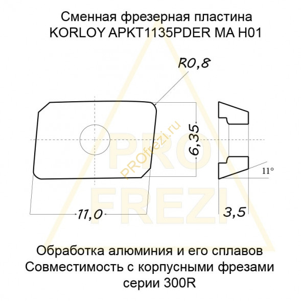 Сменная фрезерная пластина для обработки алюминия