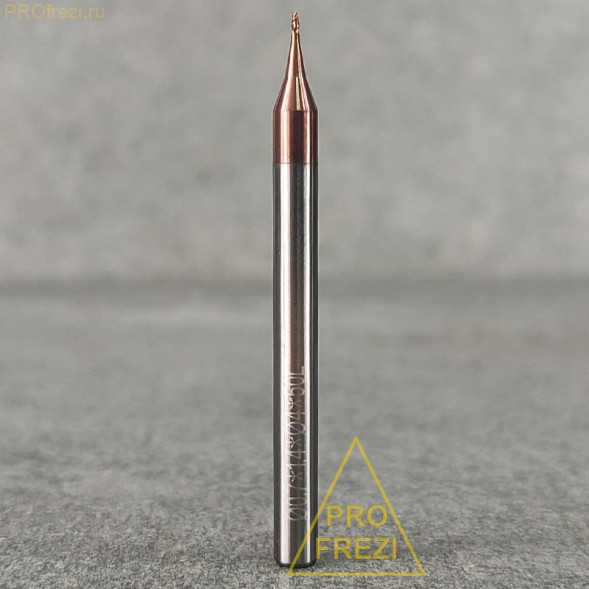 Концевая микро фреза для обработки металлов Ø0.7*1.4*4*50 Z2 HRC55 156-0714-450