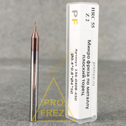 Концевая микро фреза для обработки металлов Ø0.4*0.8*4*50 Z2 HRC55 156-0408-450