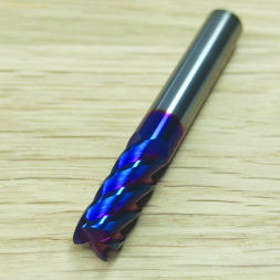 Спиральная твердосплавная фреза для стали Ø8*20*Ø8*60 Z4 покрытие NaCo Blue, HRC65, плоский торец, стружка вверх