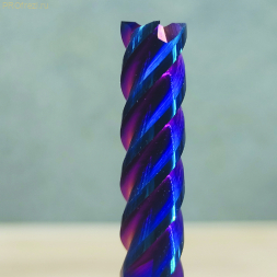 Спиральная твердосплавная фреза для стали Ø8*30*Ø8*75 Z4 покрытие NaCo Blue, HRC65, плоский торец, стружка вверх