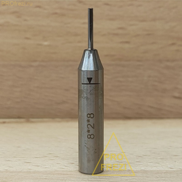 Прямая пазовая фреза Ø2*8*Ø8*50 TCT Z2 912-28-850 по дереву, фанере, MDF, ЛДСП