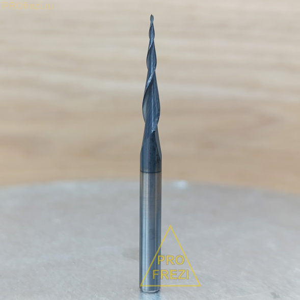 Коническая сферическая фреза для 3D и 5D фрезеровки 4.88° R0.25 Ø0.5*20.5*Ø4*50 Z2 AlTiN Profrezi 104-02520-450 (F01) HRC55