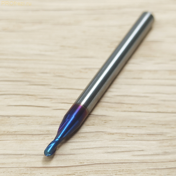 Сферическая фреза по металлу HRC65 Z2 R1 Ø2*4*Ø4*50 Naco Blue