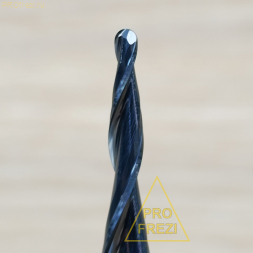 Коническая сферическая фреза для 3D и 5D фрезеровки 3.87° R1 Ø2*30.5*Ø6*75 Z2 AlTiN Profrezi 100-130-675 (F01) HRC55