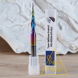 Коническая сферическая фреза для 3D и 5D обработки 5,15° R0,25 Ø0.5*30,5*Ø6*75 Z2 DLC для древесины, цветных металлов, пластиков