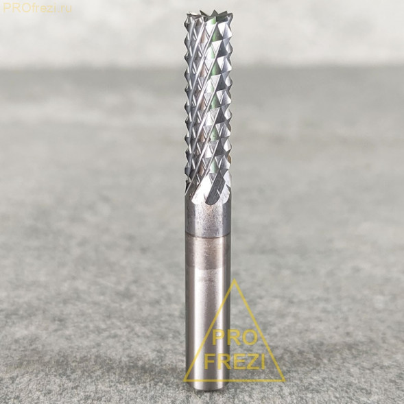 Концевая твердосплавная фреза кукуруза Ø6*22*Ø6*50 HW AlTiN Profrezi 131-622-650 фрезерованный торец