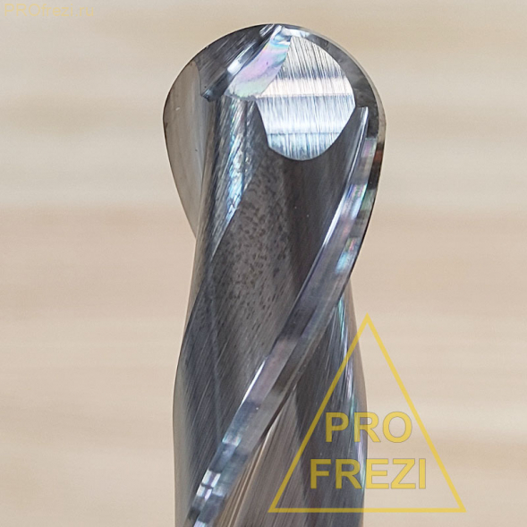 Сферическая спиральная фреза Ø12.0*60*Ø12.0*100 R6.0 Z2 стружка вверх, 114-1260-12100 по древесине, МДФ, фанере