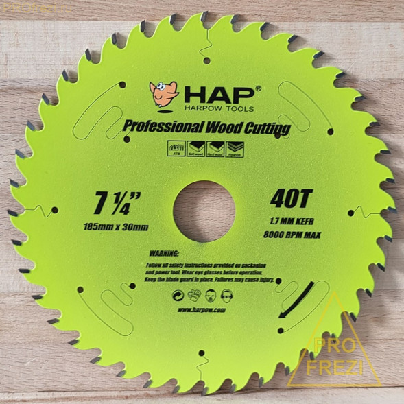 Пильный тонкий диск по дереву HAP 185 х 30 х 40Z (ширина пропила 1,7 мм)