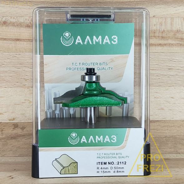 Кромочная фасонная профильная фреза по дереву Алмаз 2112 R4 D50 H15 d8