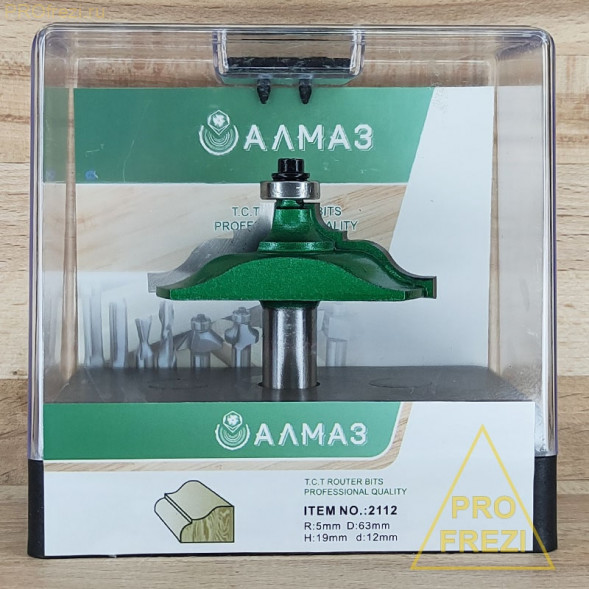 Кромочная фасонная профильная фреза по дереву Алмаз 2112 R5 D63 H19 d12