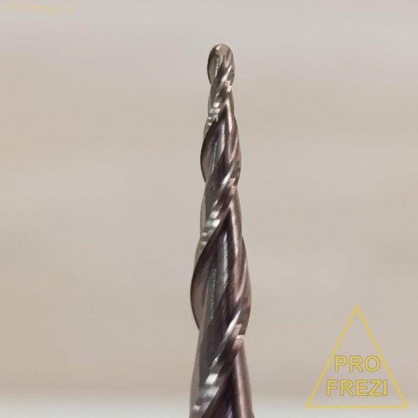 Коническая сферическая фреза для 3D обработки 4.28° R0.5 Ø1.0*15*Ø3.175*38 Z2 AlTiSiN Profrezi 101-0515-317538 (F31) HRC55