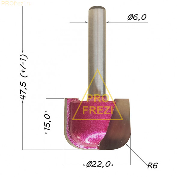 Фреза для менажниц Profrezi 219-622-648 (R6 D22 H15 d6 L48)