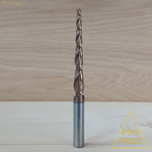 Коническая сферическая фреза для 3D обработки 2.44° R1.5 Ø3.0*60*Ø8.0*100 Z2 AlTiSiN Profrezi 101-1560-8100 (F31) HRC55