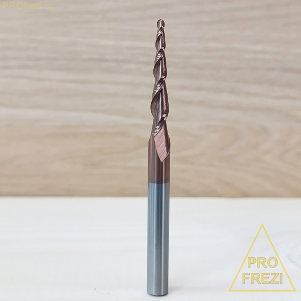 Коническая сферическая фреза для 3D обработки 3.87° R1 Ø2.0*30,5*Ø6.0*75 Z2 AlTiSiN Profrezi 101-130-675 (F31) HRC55