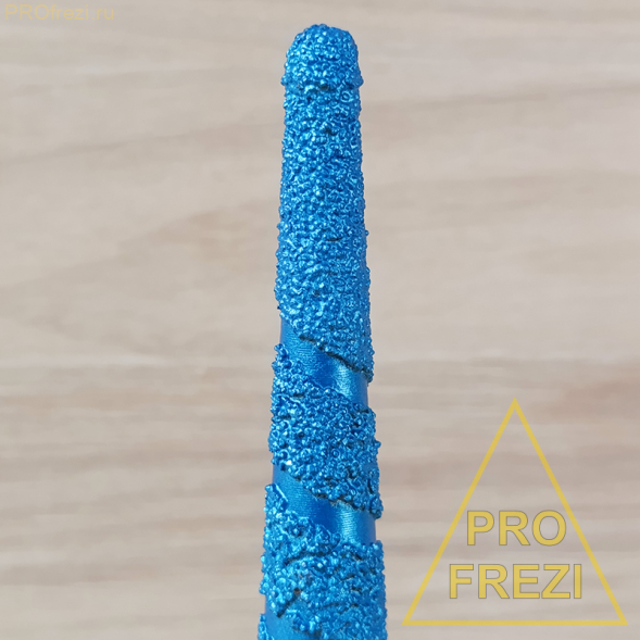 Алмазная фреза для 3D и 5D фрезеровки натурального камня 3°-3.5° Ø7-7.2-x100xØ12x150  для мягких пород 193-7100-12150 (F37)