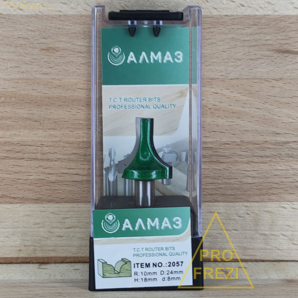 Концевая фасонная фреза Алмаз 2057 R10 D24 H18 d8