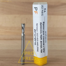 Фреза с выбросом стружки вниз для древесины, фанеры, MDF  Z2 Neg 5A Ø4*12*Ø4*45 Profrezi 112-412-445 (F04)
