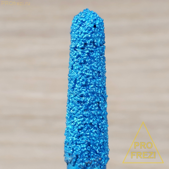 Алмазная фреза для 3D и 5D фрезеровки натурального камня 2.9°-3.1° Ø6.4-Ø6.5x30xØ8x90  для мягких пород 193-6530-890 (F37)