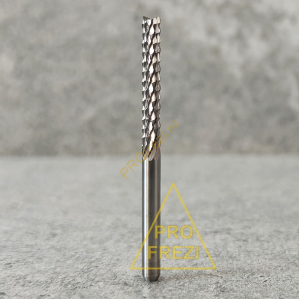 Фреза кукуруза для печатных плат, фанеры, текстолита Ø3,175*22*Ø3.175*45 WF06 130-317522-317545-HN стружка вверх