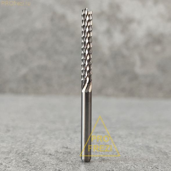 Фреза кукуруза для печатных плат, фанеры, текстолита Ø3,175*22*Ø3.175*45 WF06 130-317522-317545-HN стружка вверх