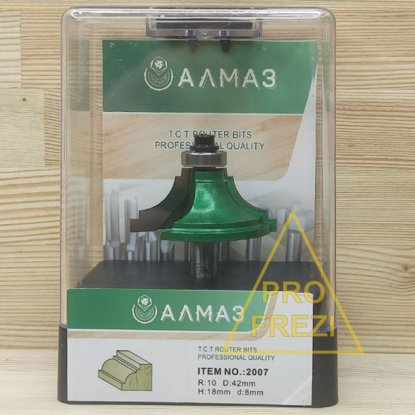Фасонная фреза с подшипником Алмаз 2007 R10 D42 H18 d8 для ручного фрезера