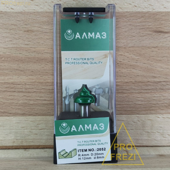 Концевая фигурная фасонная фреза Алмаз 2052 R4 D20 H12 d8