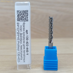 Фреза кукуруза для печатных плат, фанеры, текстолита Ø4*22*Ø4*45 Profrezi 130-422-445-Y стружка вверх