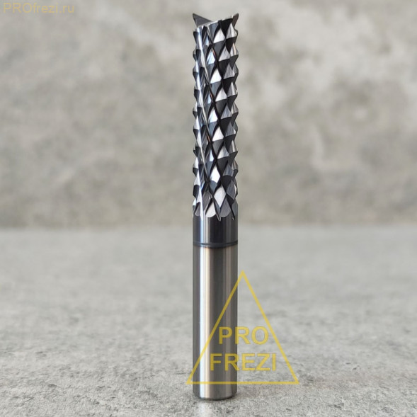 Концевая твердосплавная фреза кукуруза Ø6*25*Ø6*50 HW DLC BLACK 132-625-650-HN торец рыбий хвост