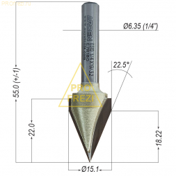 Коническая фреза Arden 10310054 45° Ø15.1*22*Ø6.35*55