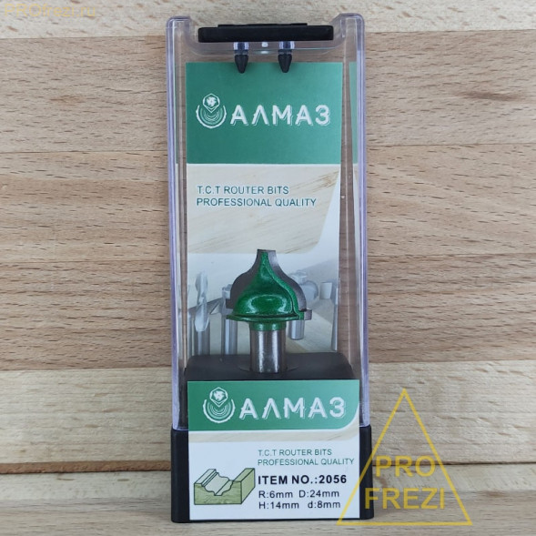 Концевая фигурная фреза Алмаз 2056 R6 D24 H14 d8