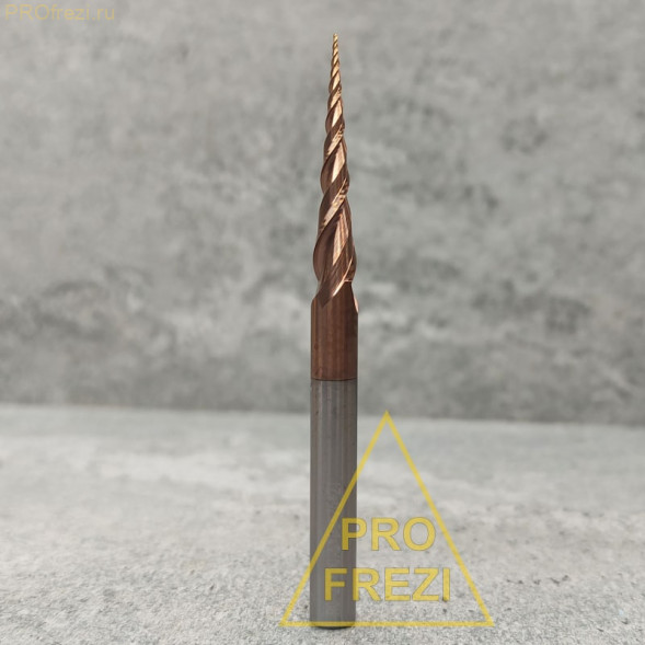 Коническая сферическая фреза для 3D обработки 5,15° R0.25 Ø0.5*30.5*Ø6*75 Z2 AlTiSiN Profrezi 101-02530-675 (F31) HRC55