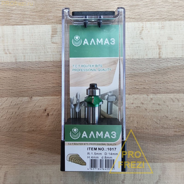 Радиусная кромочная калевочная фреза АЛМАЗ 1017 R1.5 d8