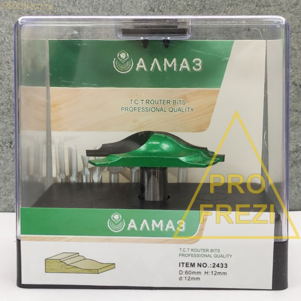 Фигирейная фреза без подшипника Алмаз 2433 D60 H12 d12 для филенки и фасадов