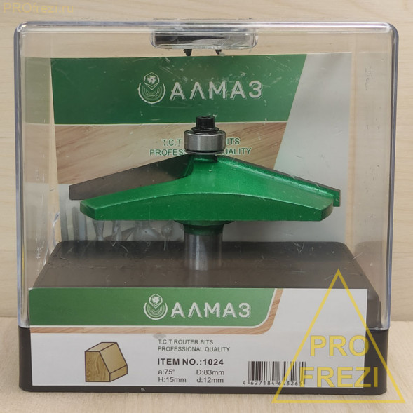 Кромочная фреза с подшипником Алмаз 1024 75 D83 h15 d12 Z2